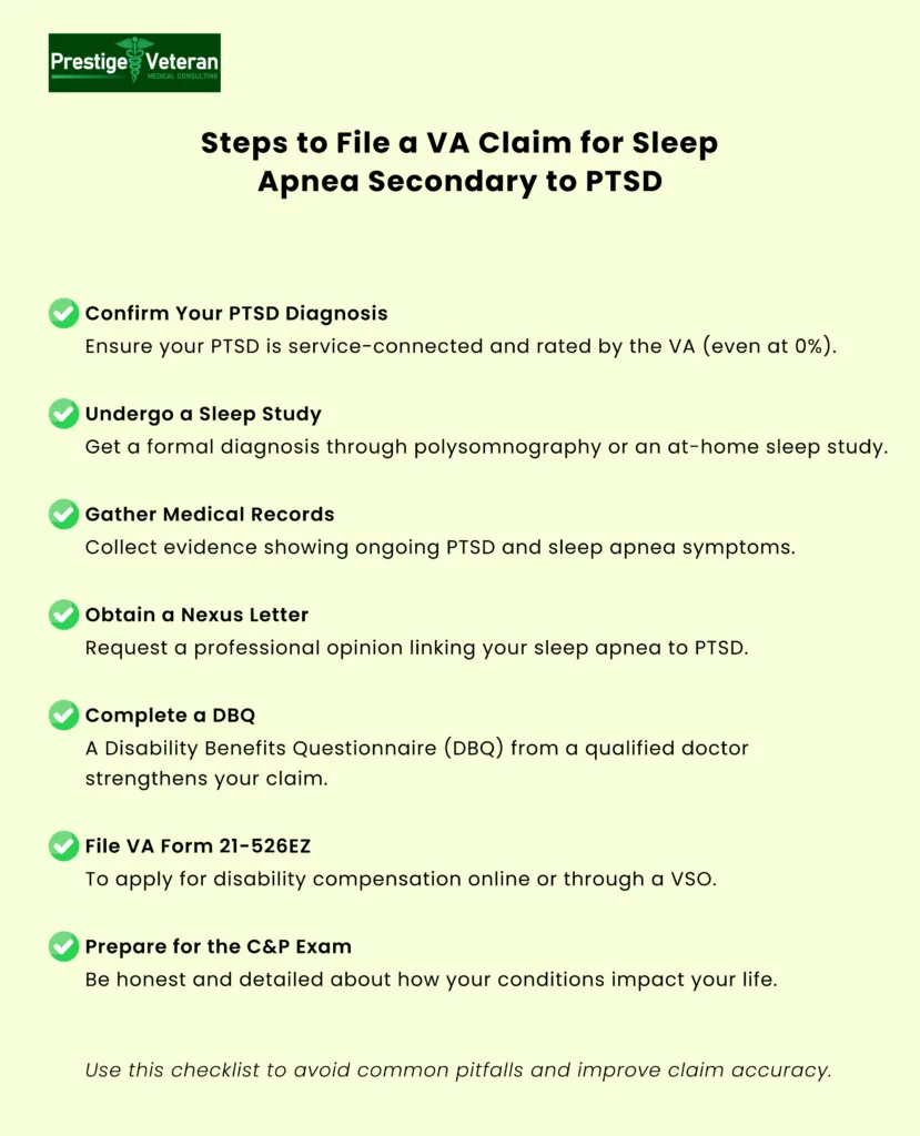 Steps to File a VA Claim for Sleep Apnea Secondary to PTSD