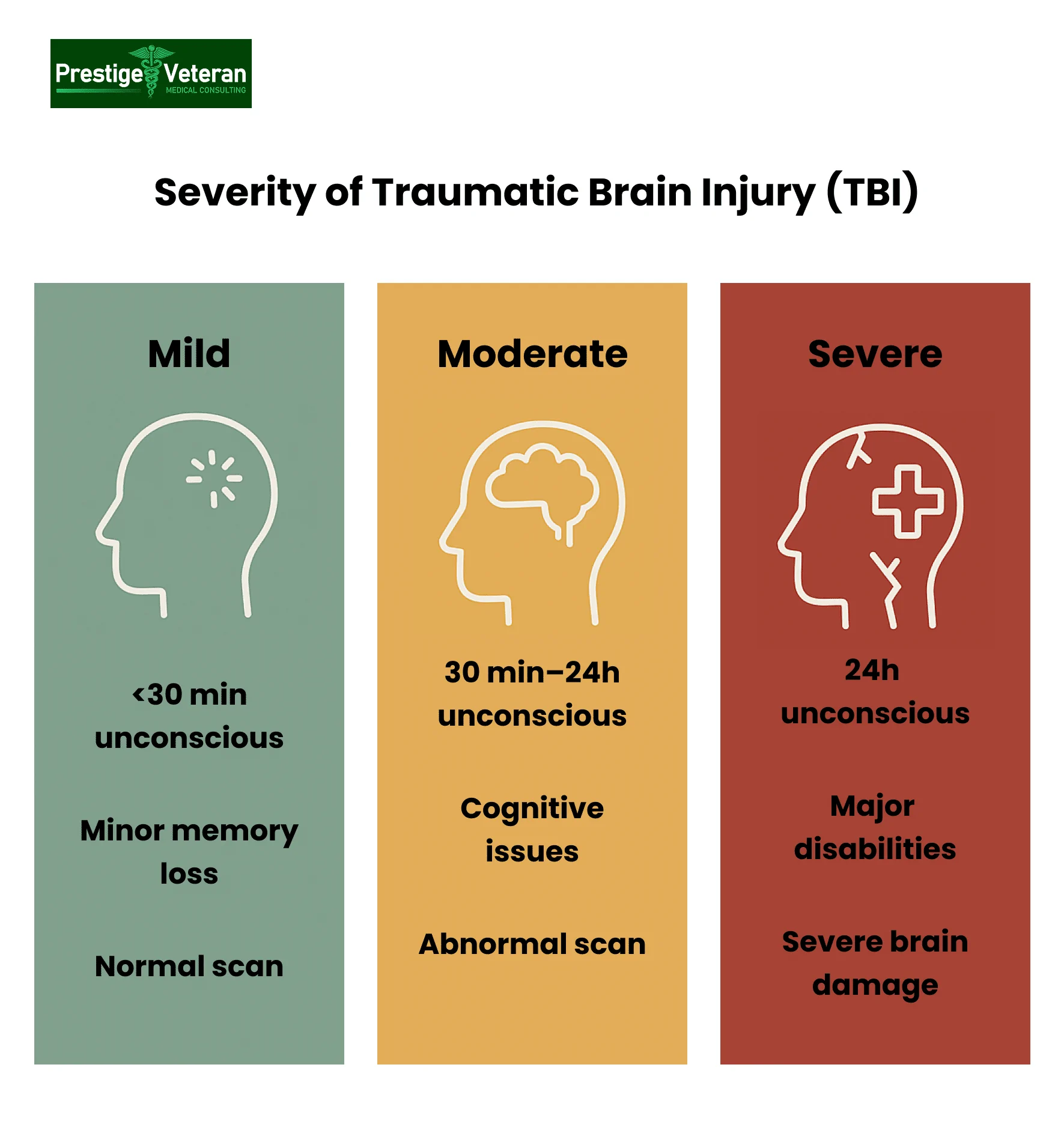 mild moderate and severe TBI in veterans