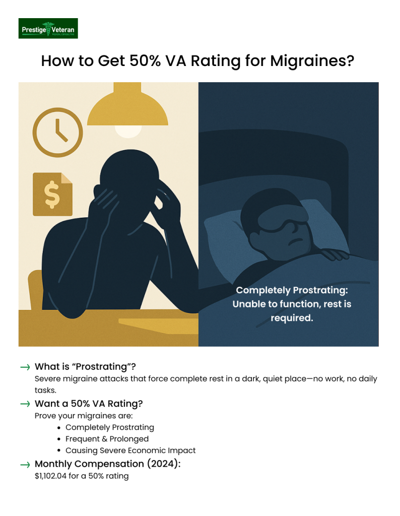 50% va rating for migraines