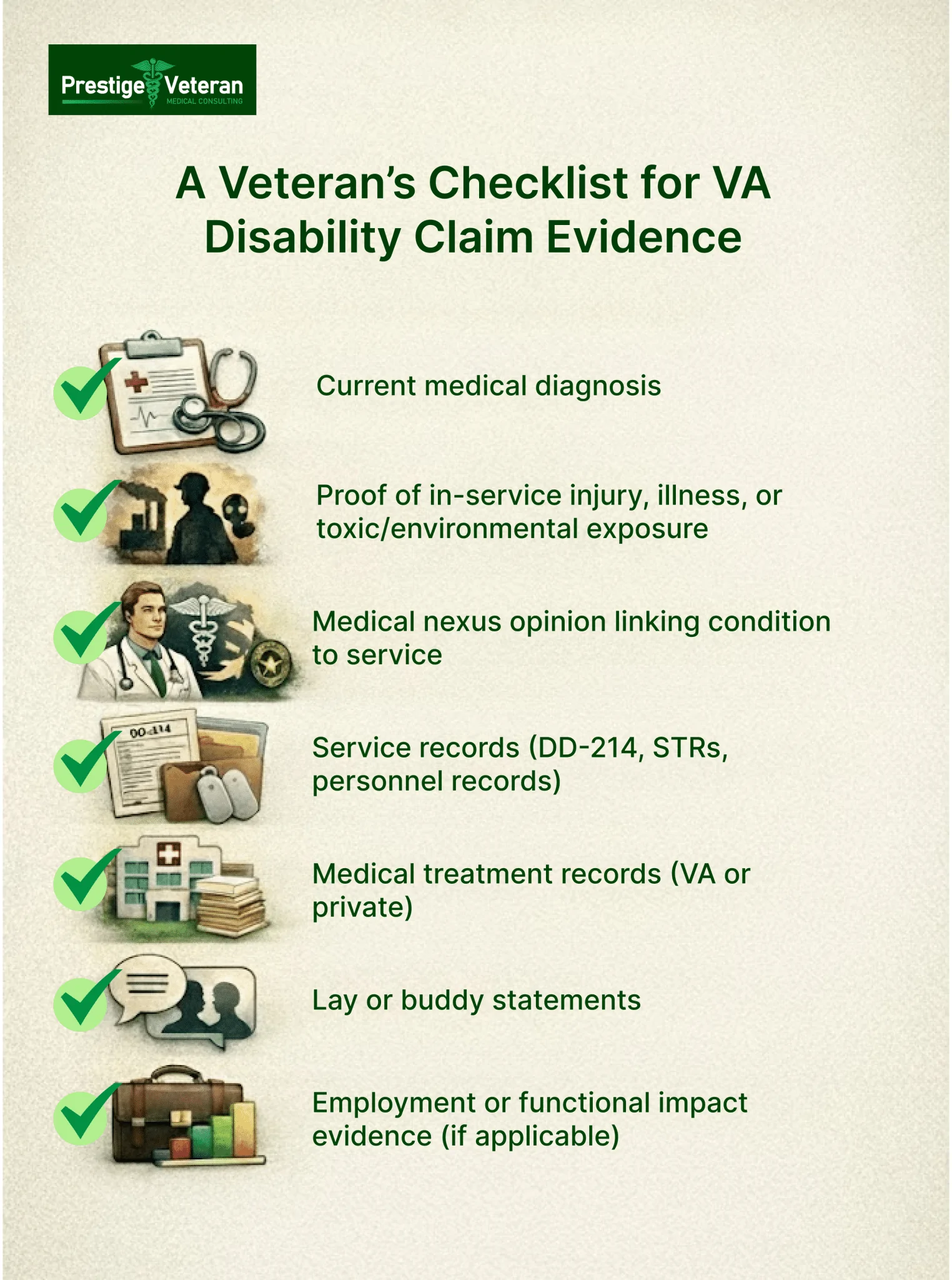 A Veteran’s Checklist for VA Disability Claim Evidence 