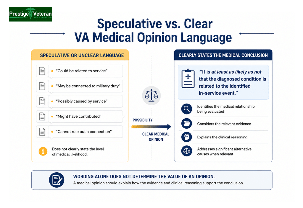 Speculative vs clear VA medical opinion language