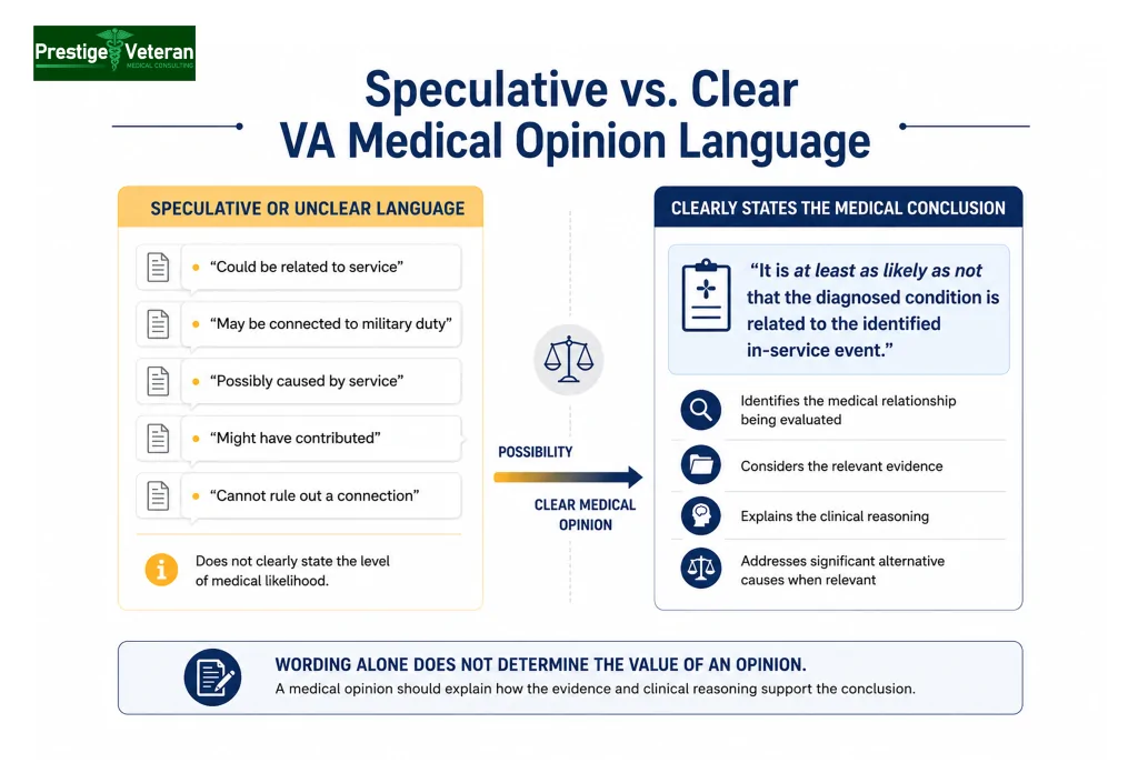 Speculative vs clear VA medical opinion language